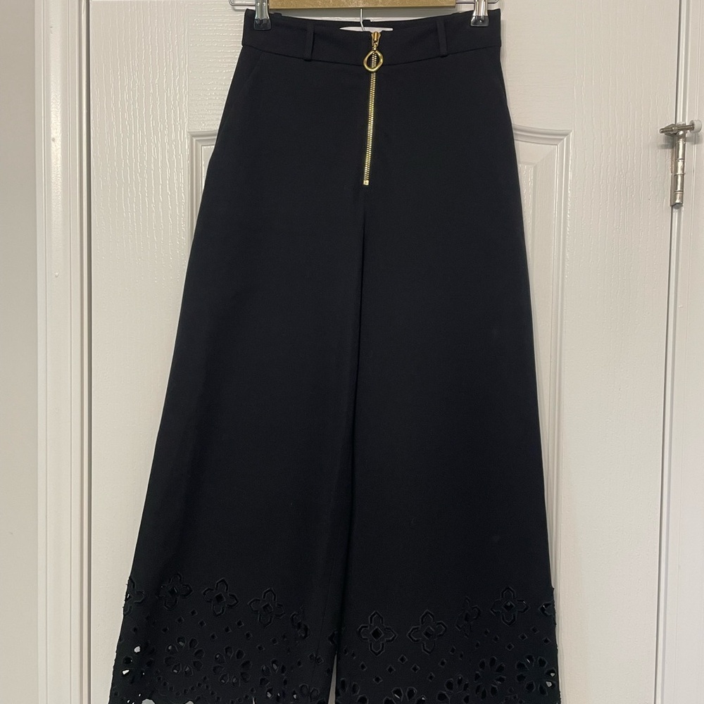 Derek Lam 10 Crosby crop wide leg trouser pants with Eyelet Detail